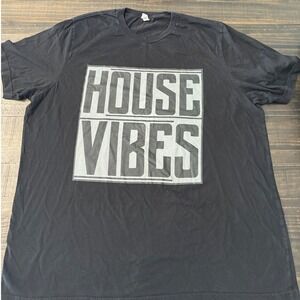 Bella Canvas Mens 3XL House Vibes Graphic T-Shirt Black Short Sleeve Tee